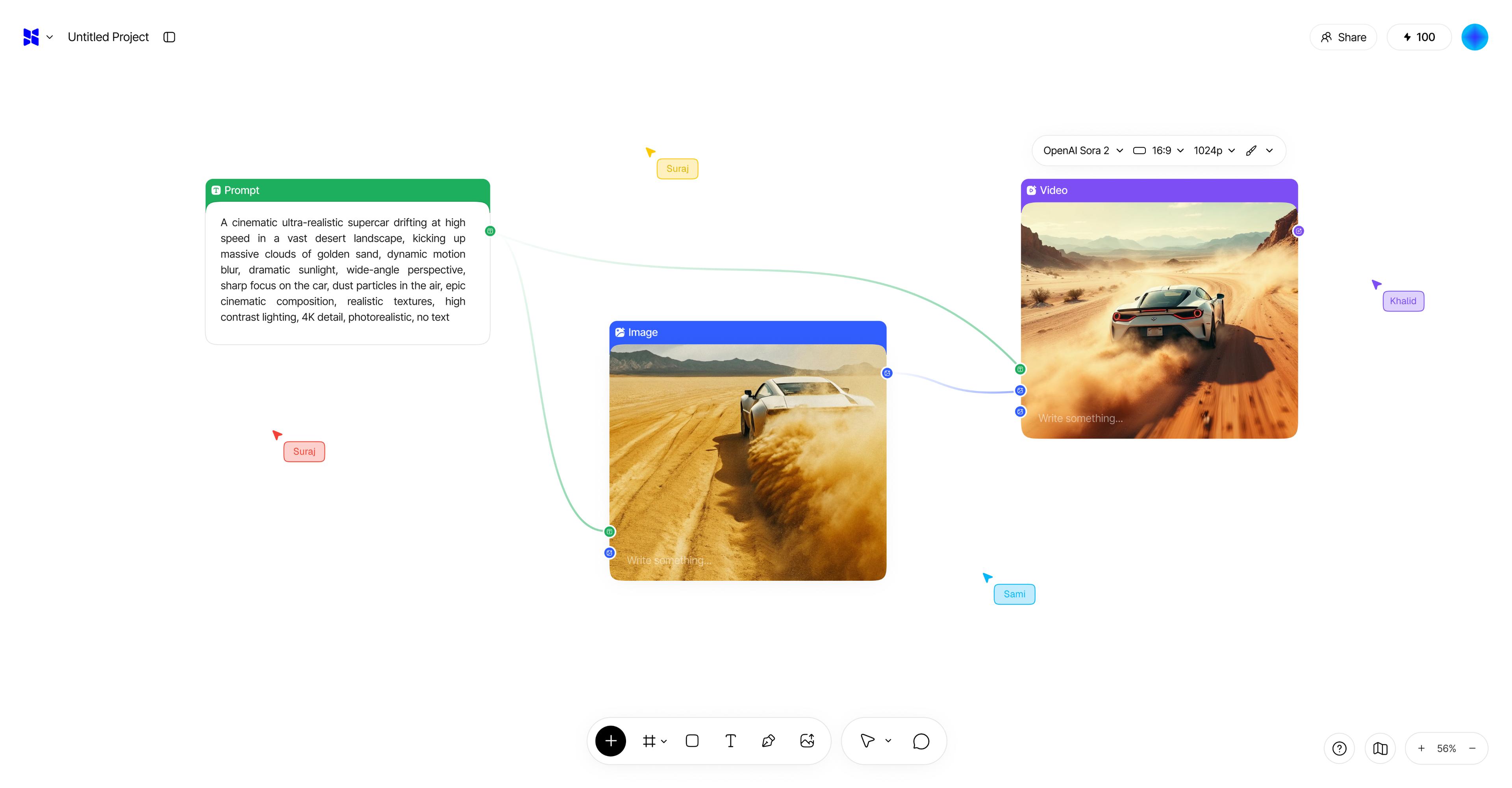 مساحة عمل Nitx Studio الإبداعية تعرض توليد الصور وتحريك الفيديو وإدارة الأصول ورفع دقة الفيديو